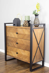 Natural Turquoise Metal Wood MDF Accent Cabinet with  Drawers