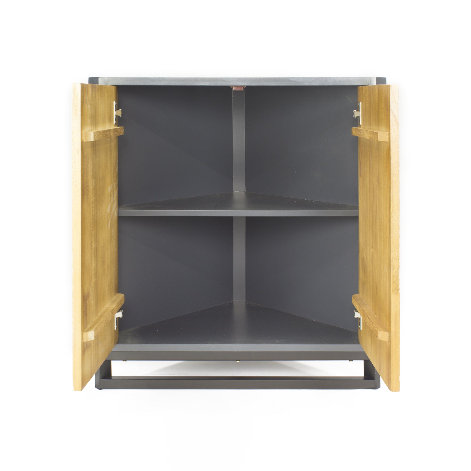 Red MDF Wood Metal Corner Cabinet with  Doors