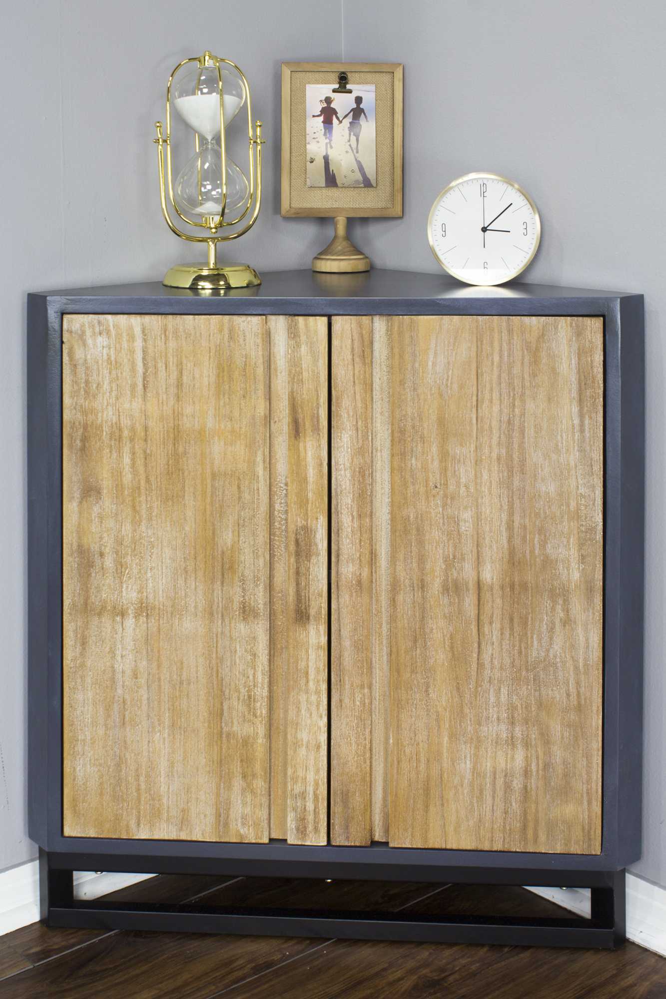 Red MDF Wood Metal Corner Cabinet with  Doors