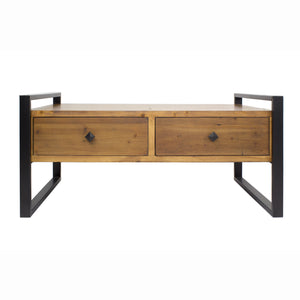 Green Brown Natural Metal Wood MDF Coffee Table with  Drawers