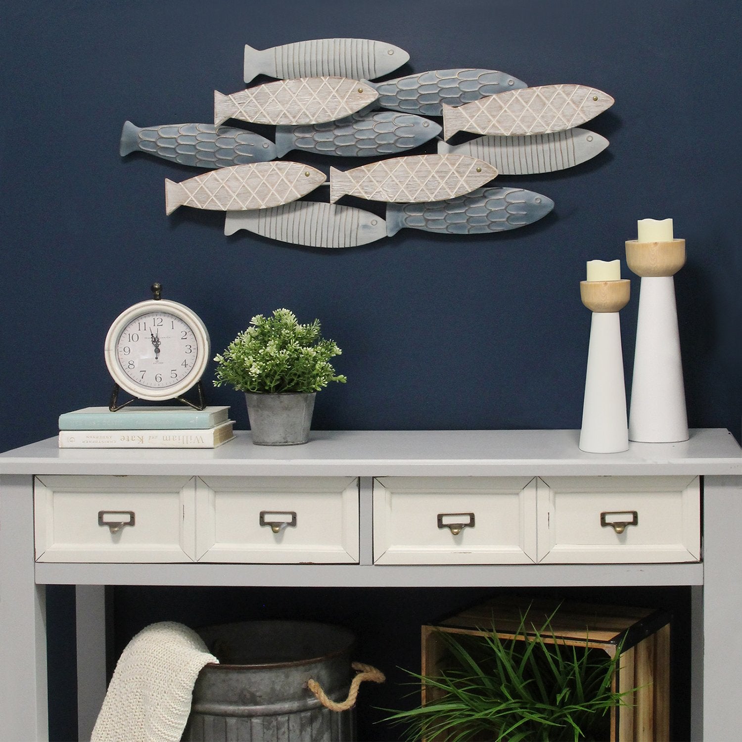 School of Fish Wood & Metal Wall Decor