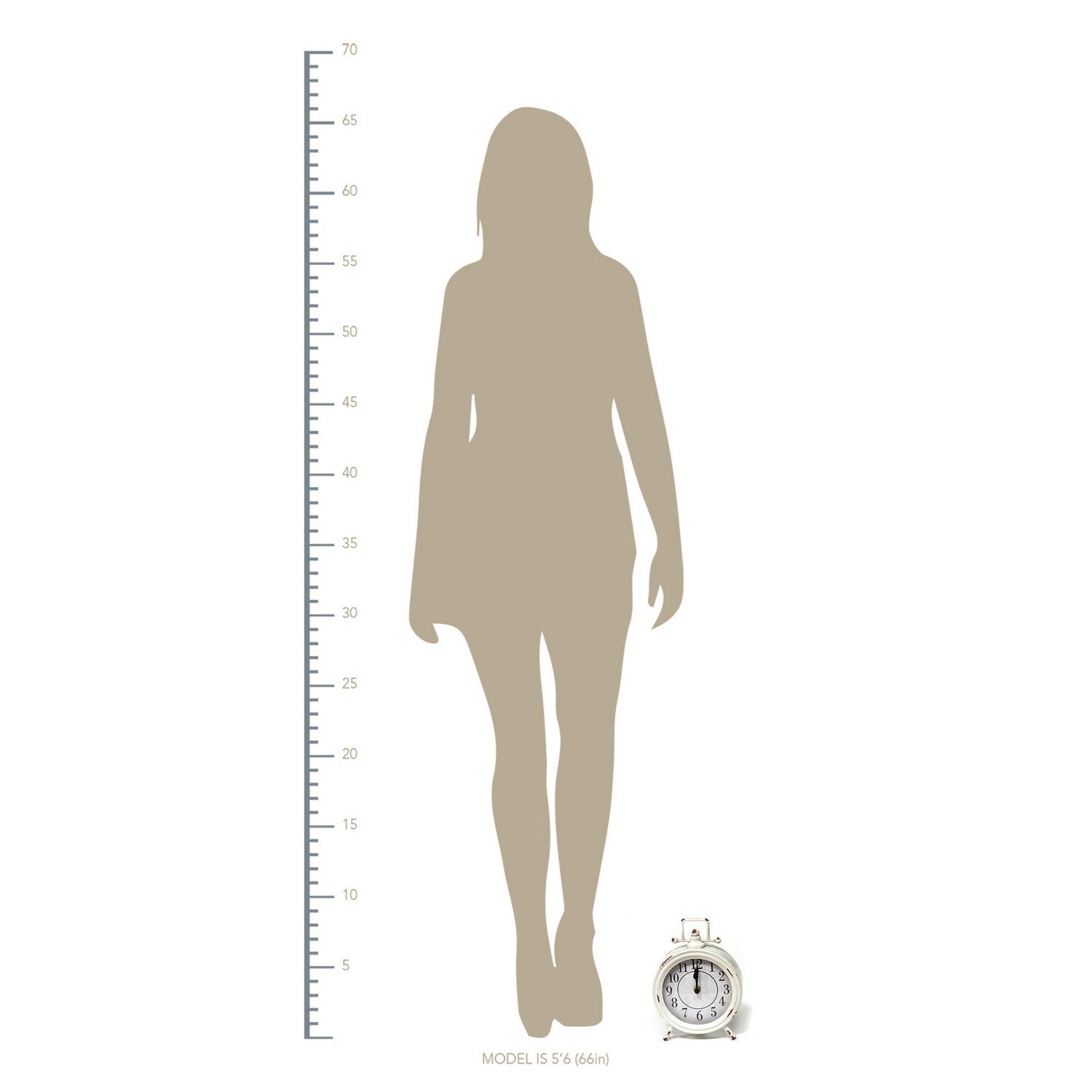 Vintage White Metal Table Clock