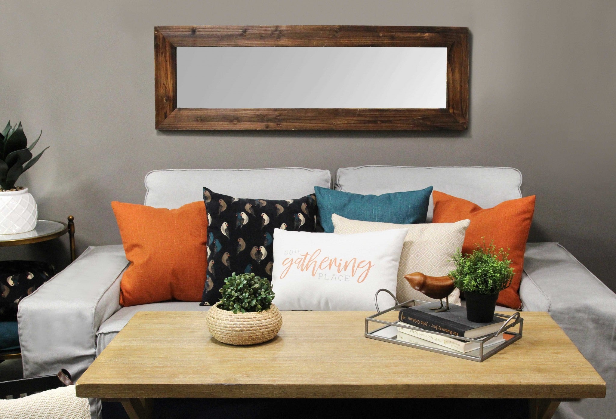 Mulit-colored "Our Gathering Place" Lumbar Accent Pillow w/ Removable Cover