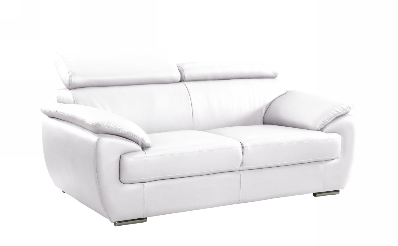 32" to 38" Captivating White Leather Loveseat