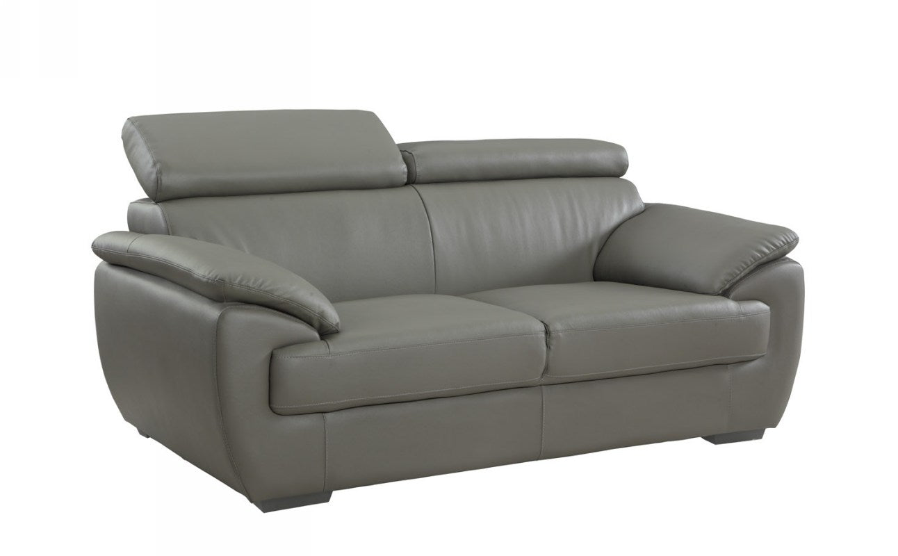 32" to 38" Captivating Gray Leather Loveseat