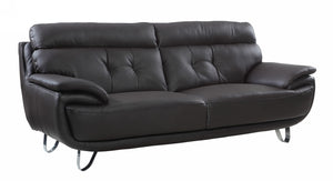 Contemporary Faux Brown Leather Couch