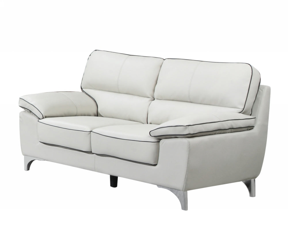 37" Classy Light Gray Leather Loveseat