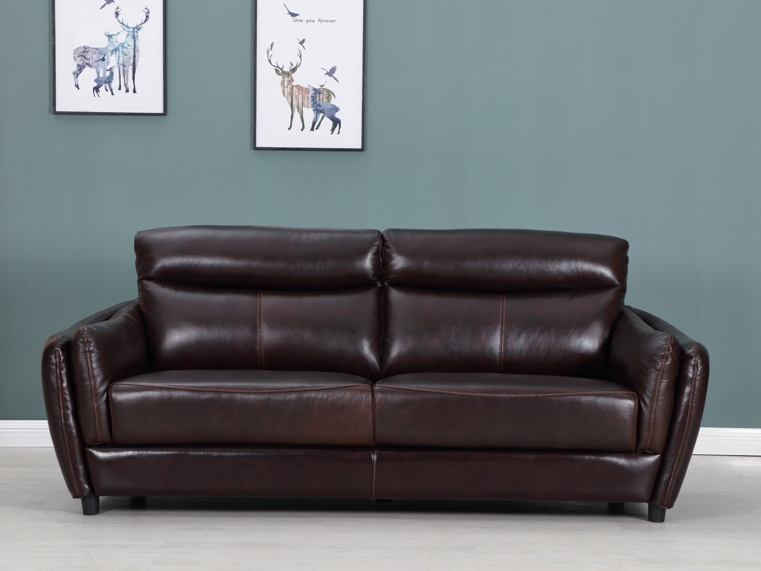 35" Tasteful Brown Leather Sofa