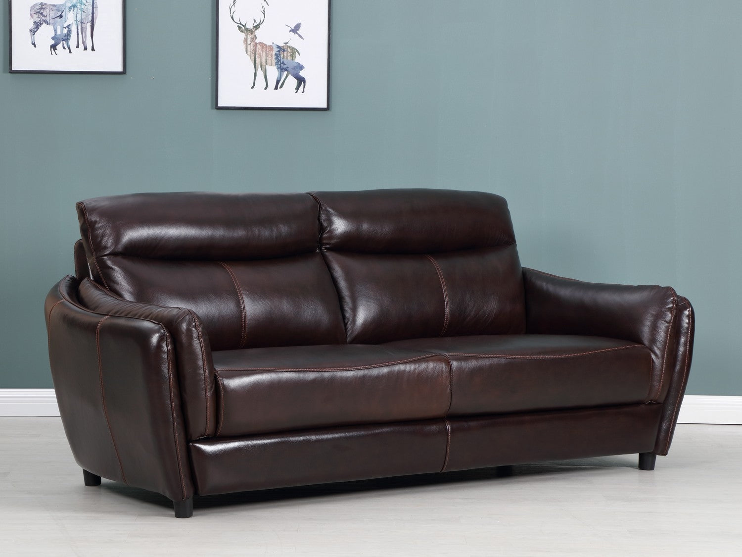35" Tasteful Brown Leather Sofa
