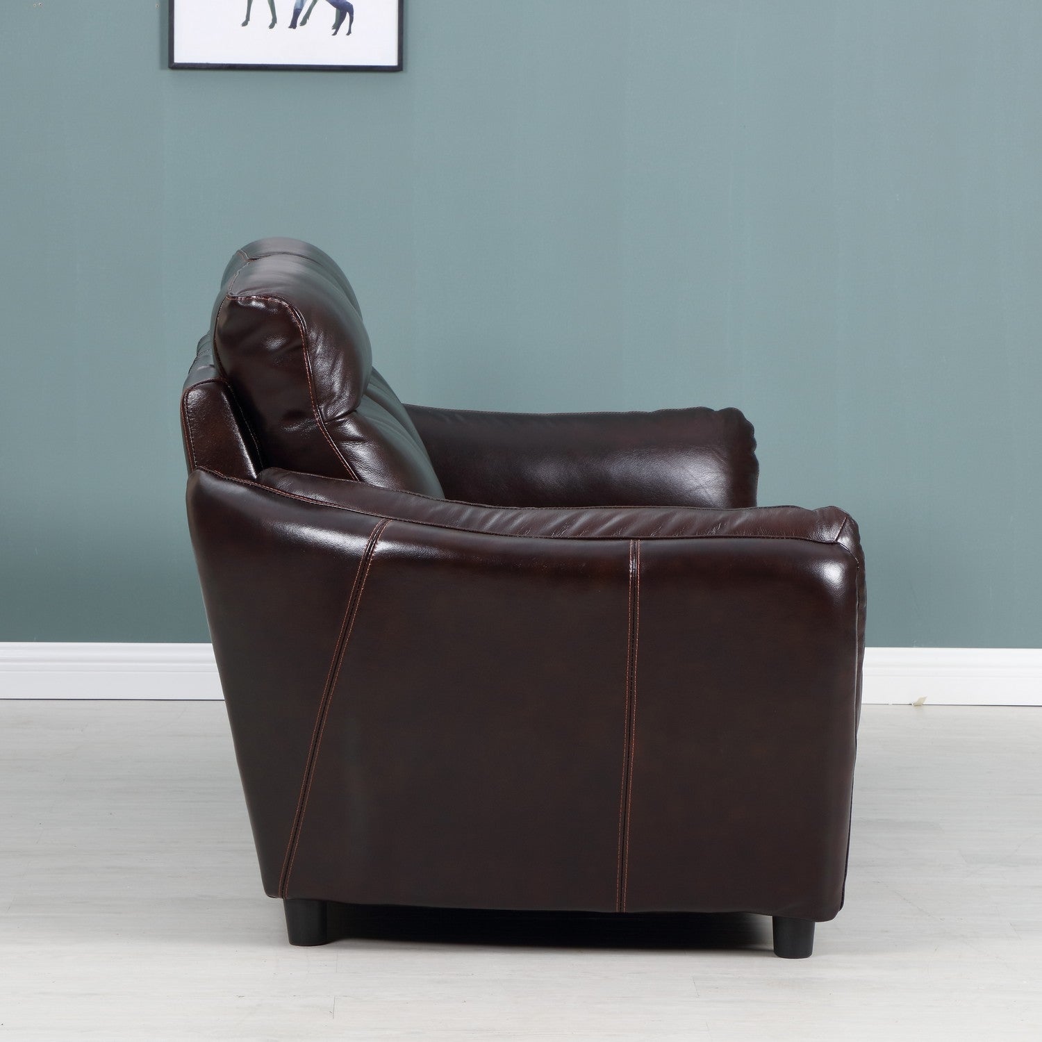 35" Tasteful Brown Leather Sofa