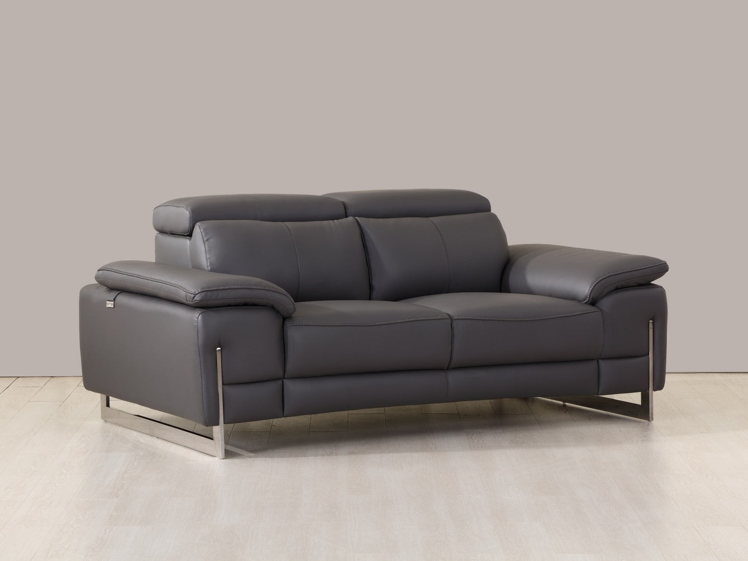 93" Tasteful Dark Grey Leather Sofa Set