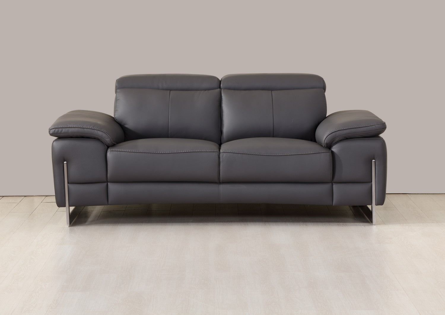 93" Tasteful Dark Grey Leather Sofa Set