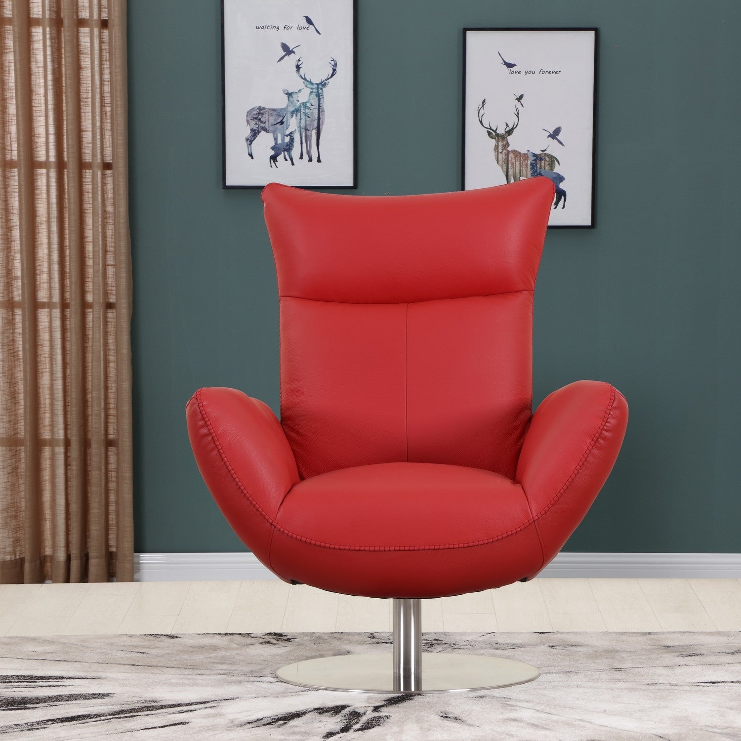 43" Red Contemporary Leather Lounge Chair