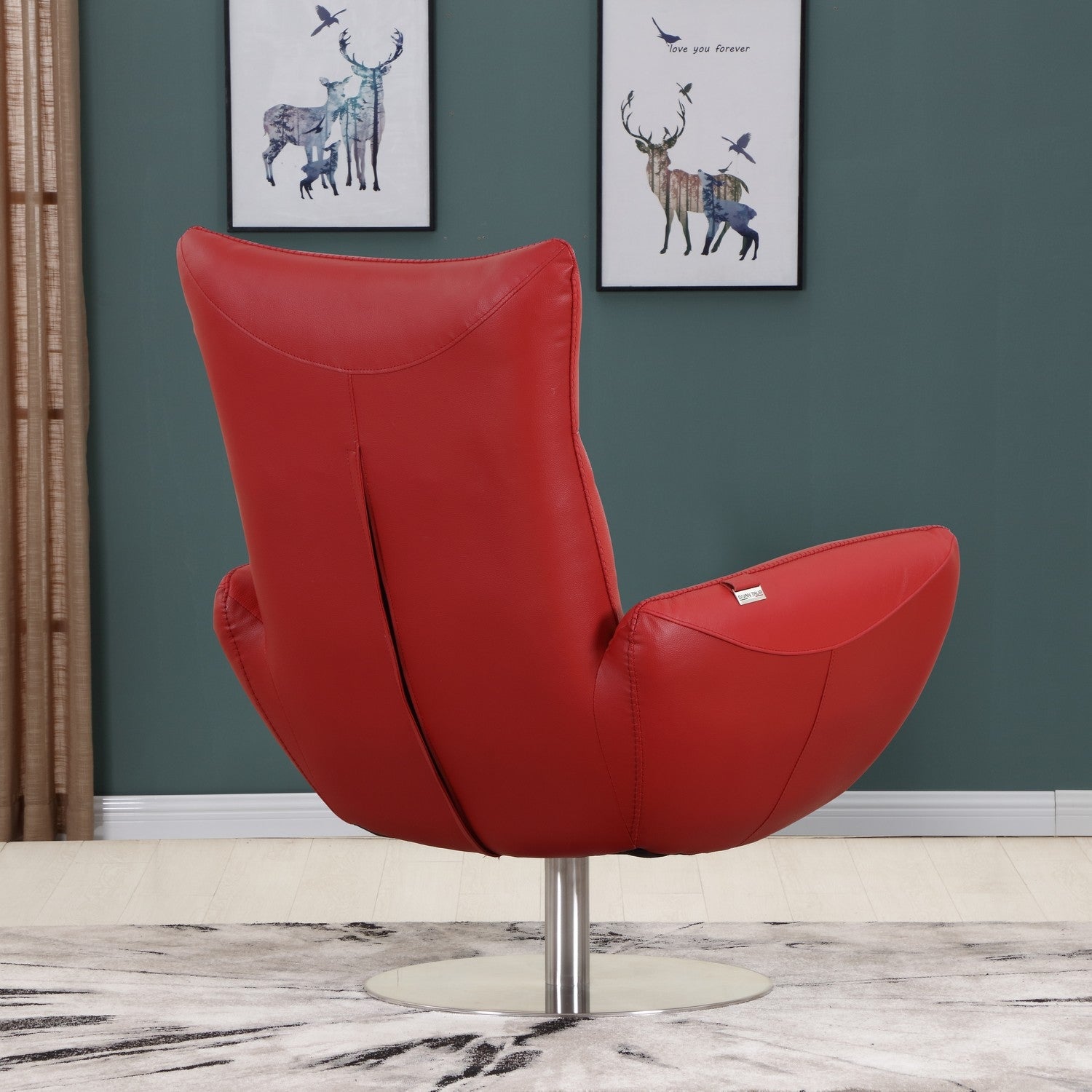 43" Red Contemporary Leather Lounge Chair