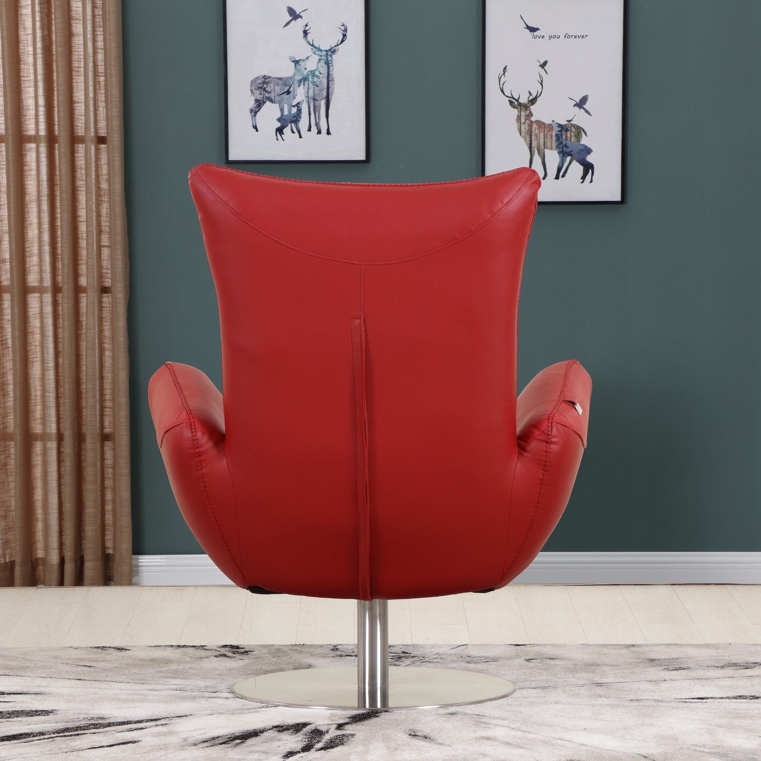 43" Red Contemporary Leather Lounge Chair