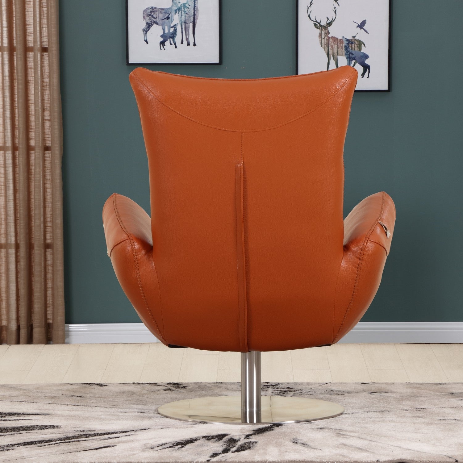 43" Orange Contemporary Leather Lounge Chair