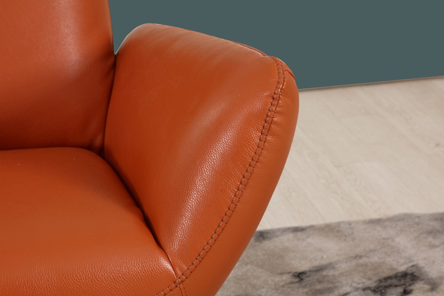 43" Orange Contemporary Leather Lounge Chair