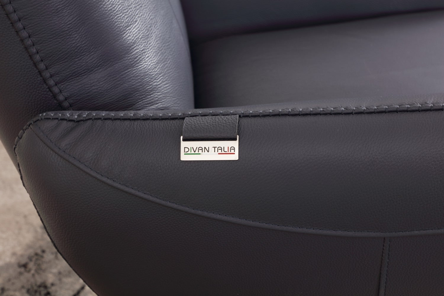 43" Navy Contemporary Leather Lounge Chair