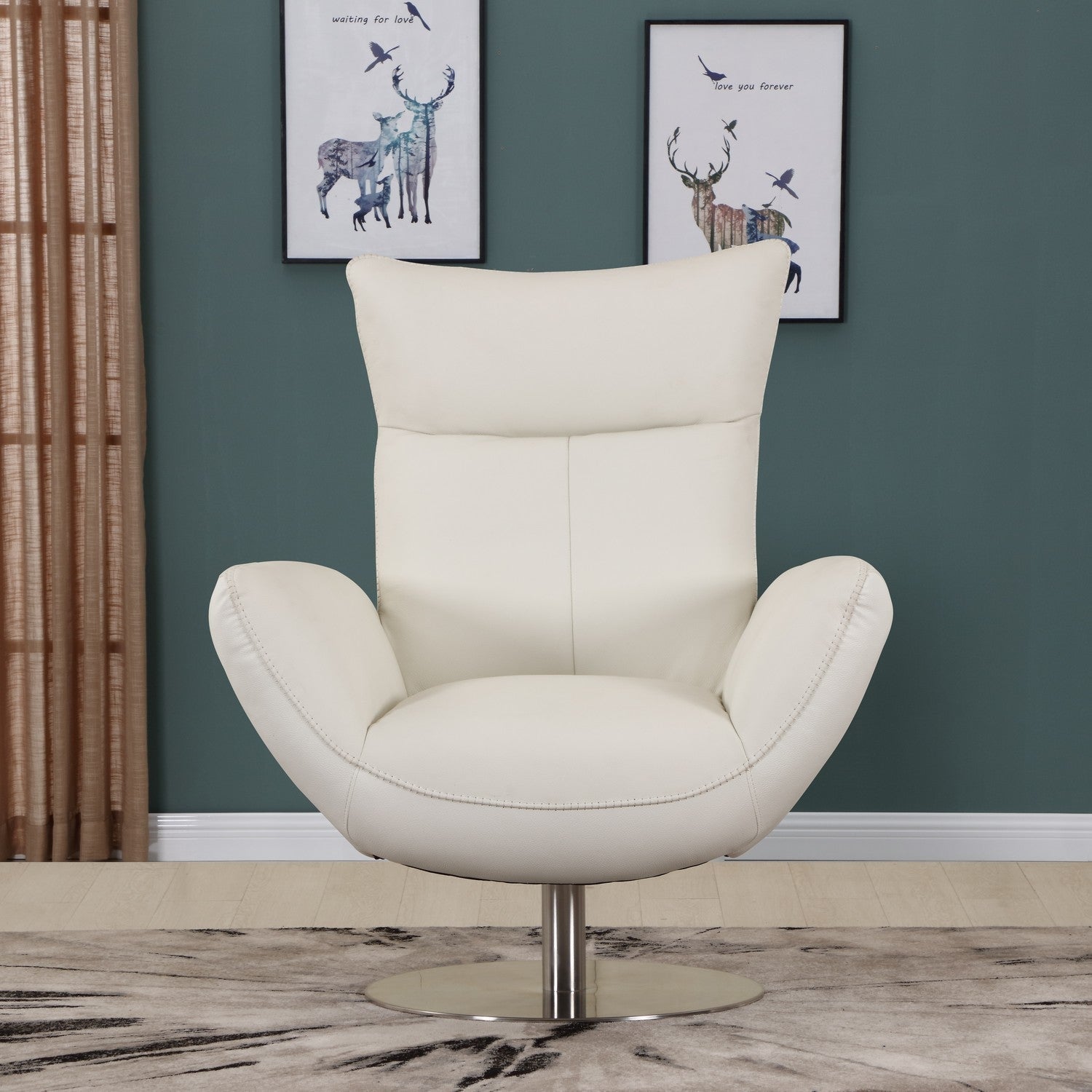 43" White Contemporary Leather Lounge Chair
