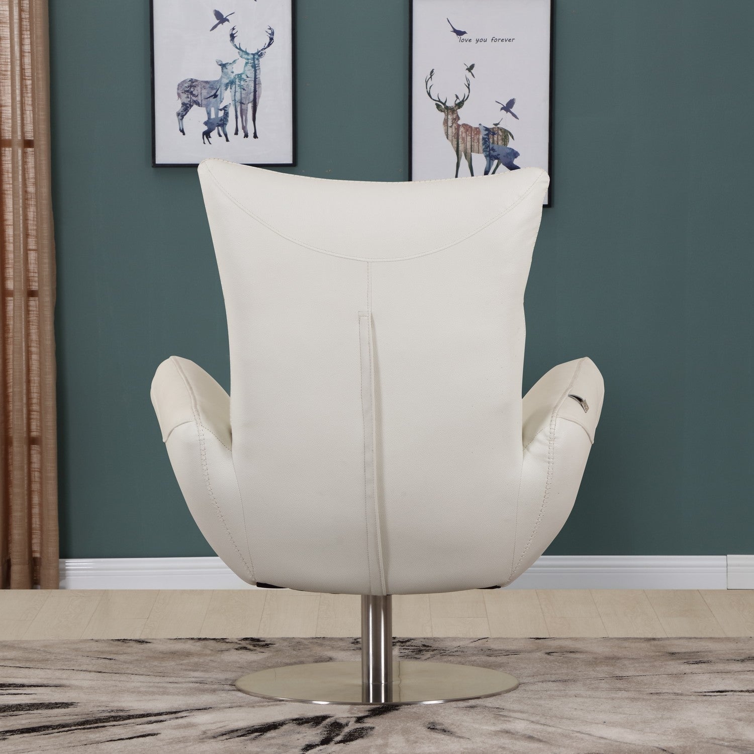 43" White Contemporary Leather Lounge Chair