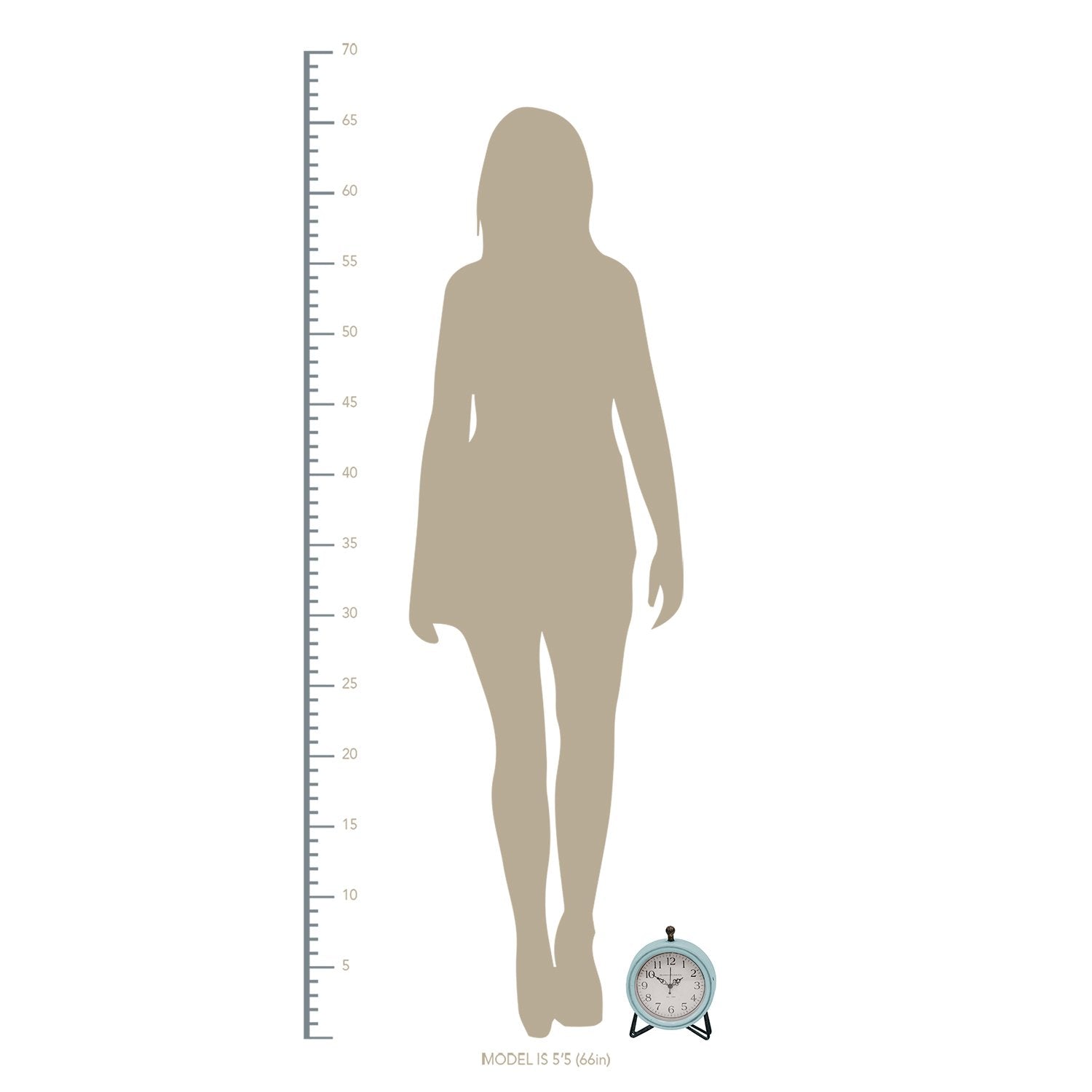 Blue Metal and Wood Table Clock