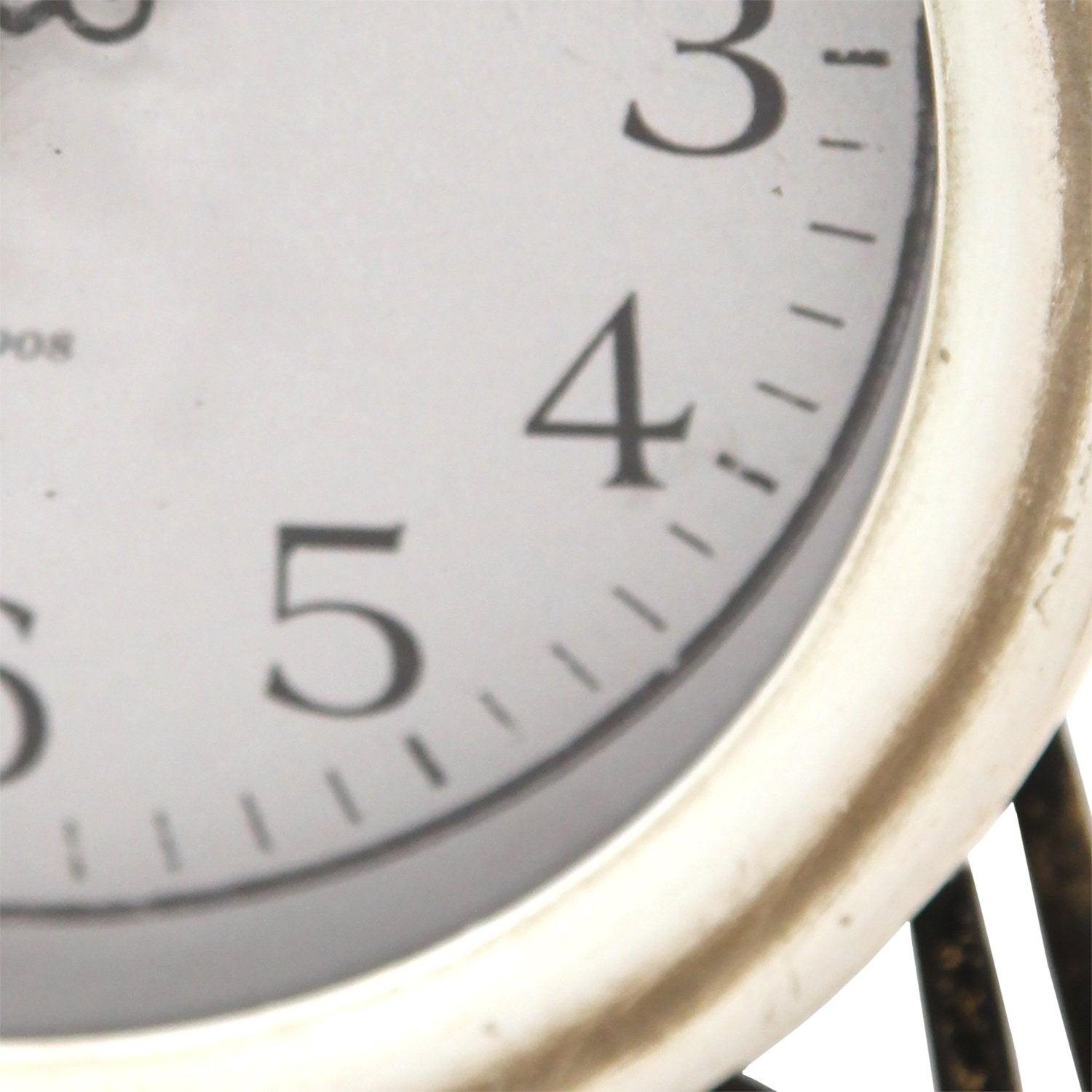 White Metal and Wood Table Clock