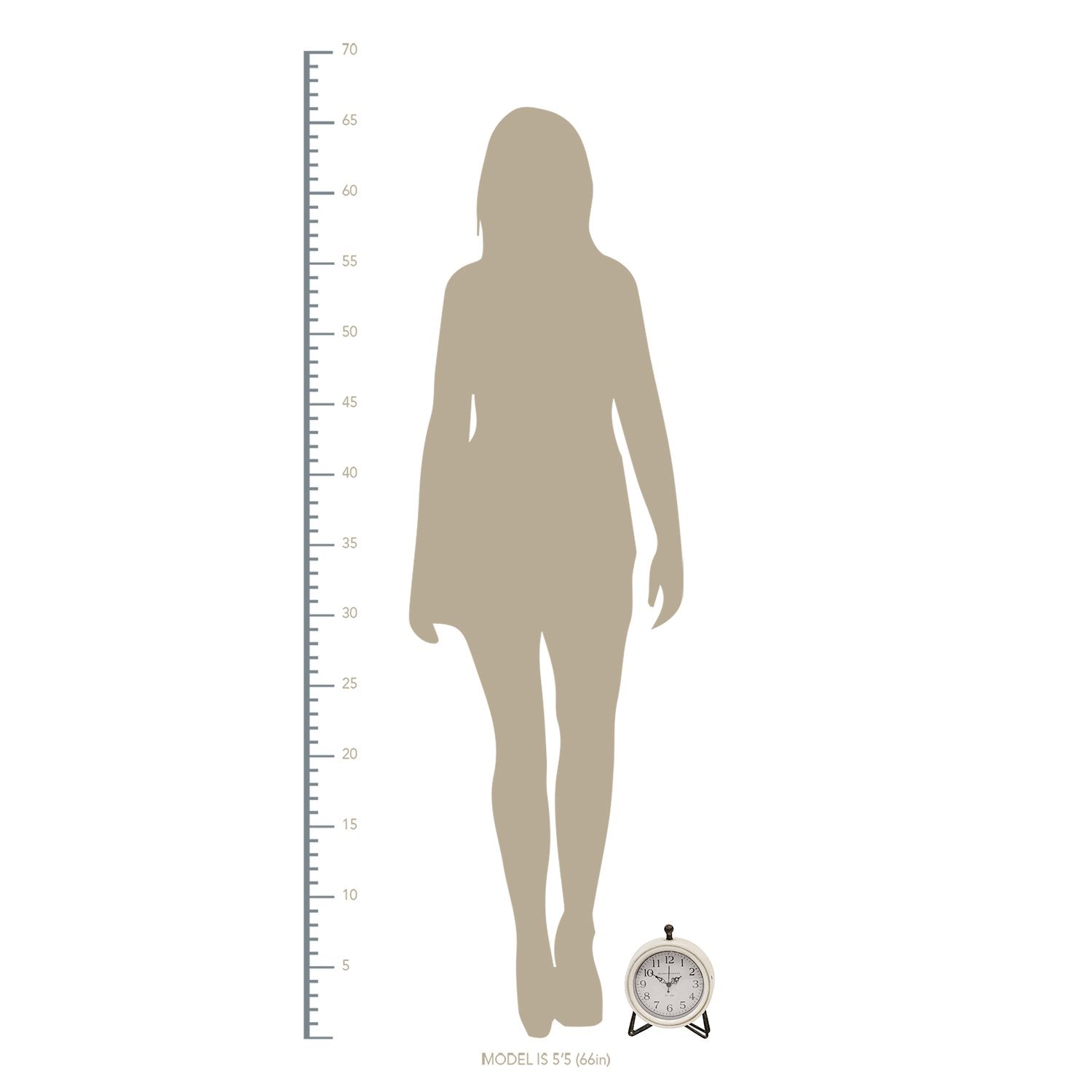 White Metal and Wood Table Clock