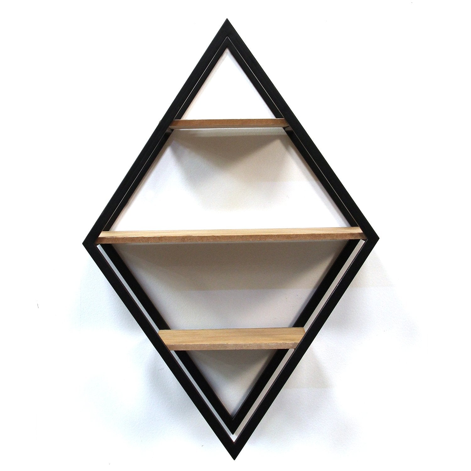 Diamond Wood and Metal Shelf Wall Decor
