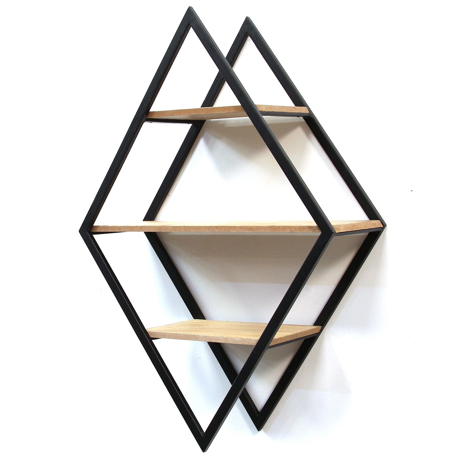 Diamond Wood and Metal Shelf Wall Decor