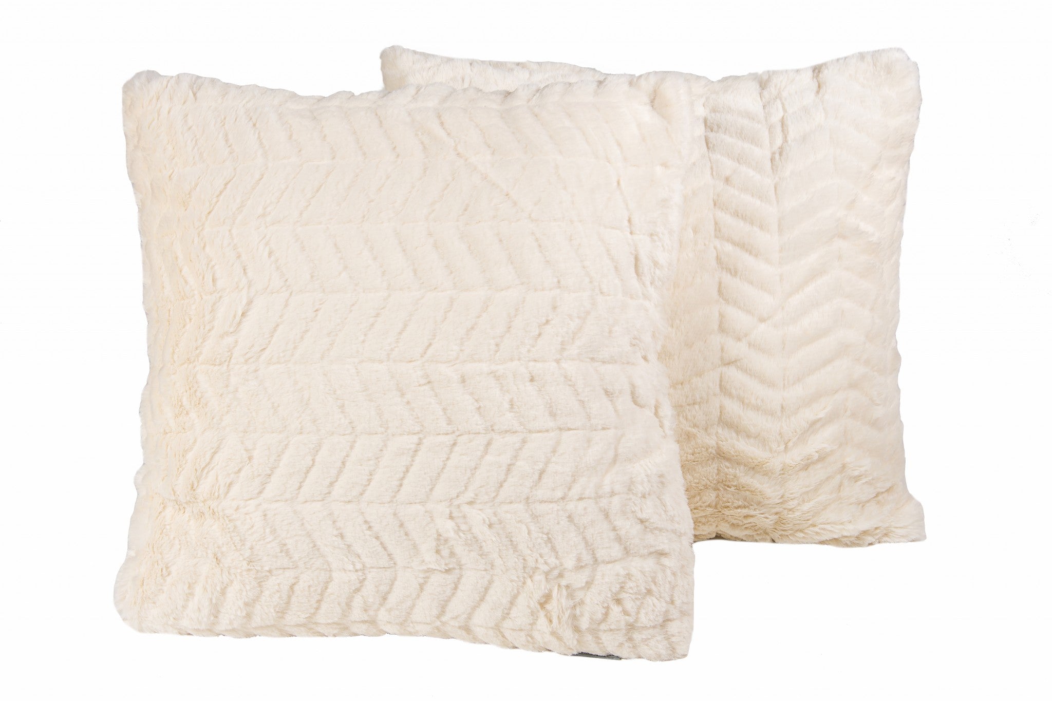 18" x 18" x 5" Crystal Off-White, Faux Fur - Pillow 2-Pack