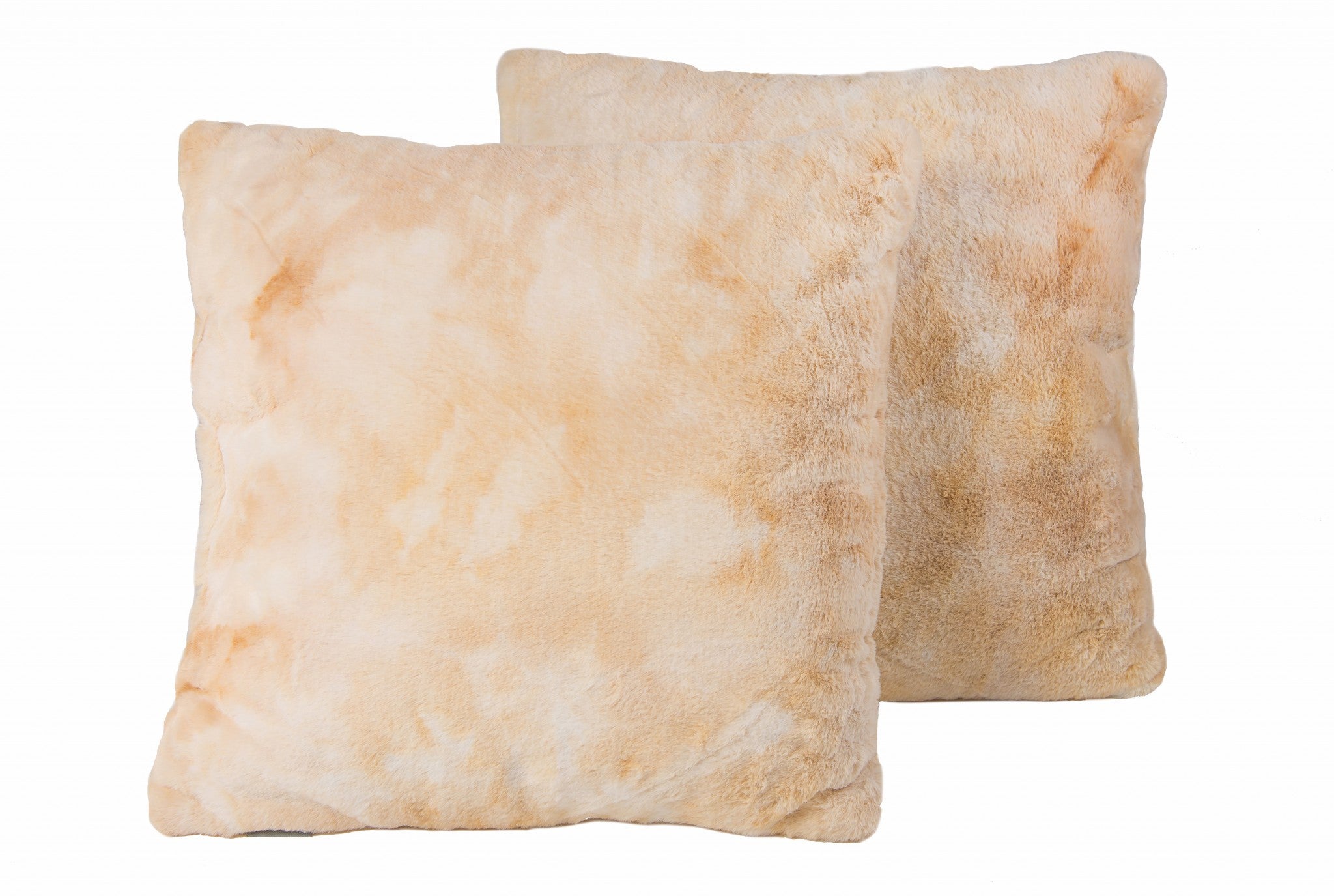 18" x 18" x 5" Beige, Faux Fur - Pillow 2-Pack