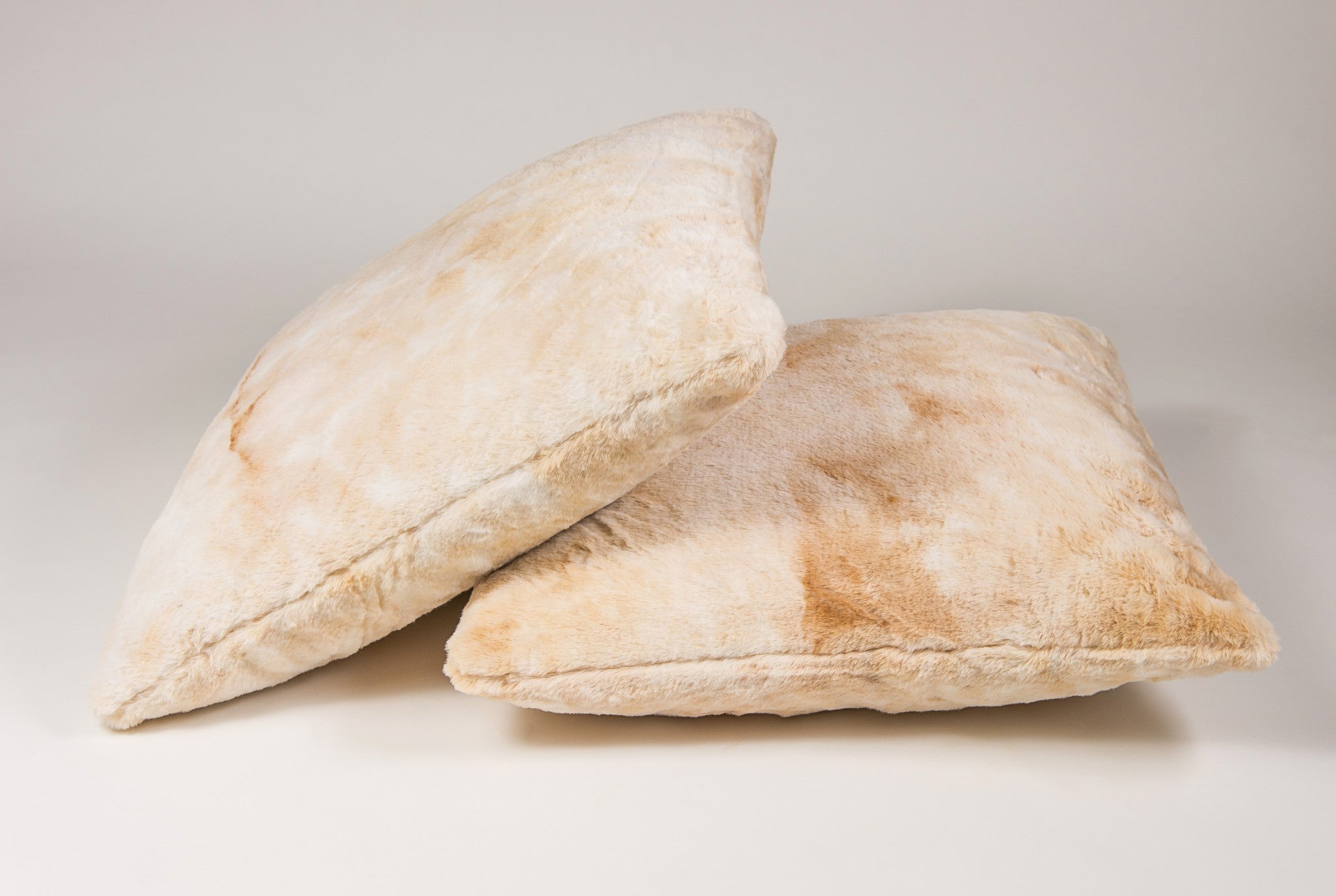 18" x 18" x 5" Beige, Faux Fur - Pillow 2-Pack