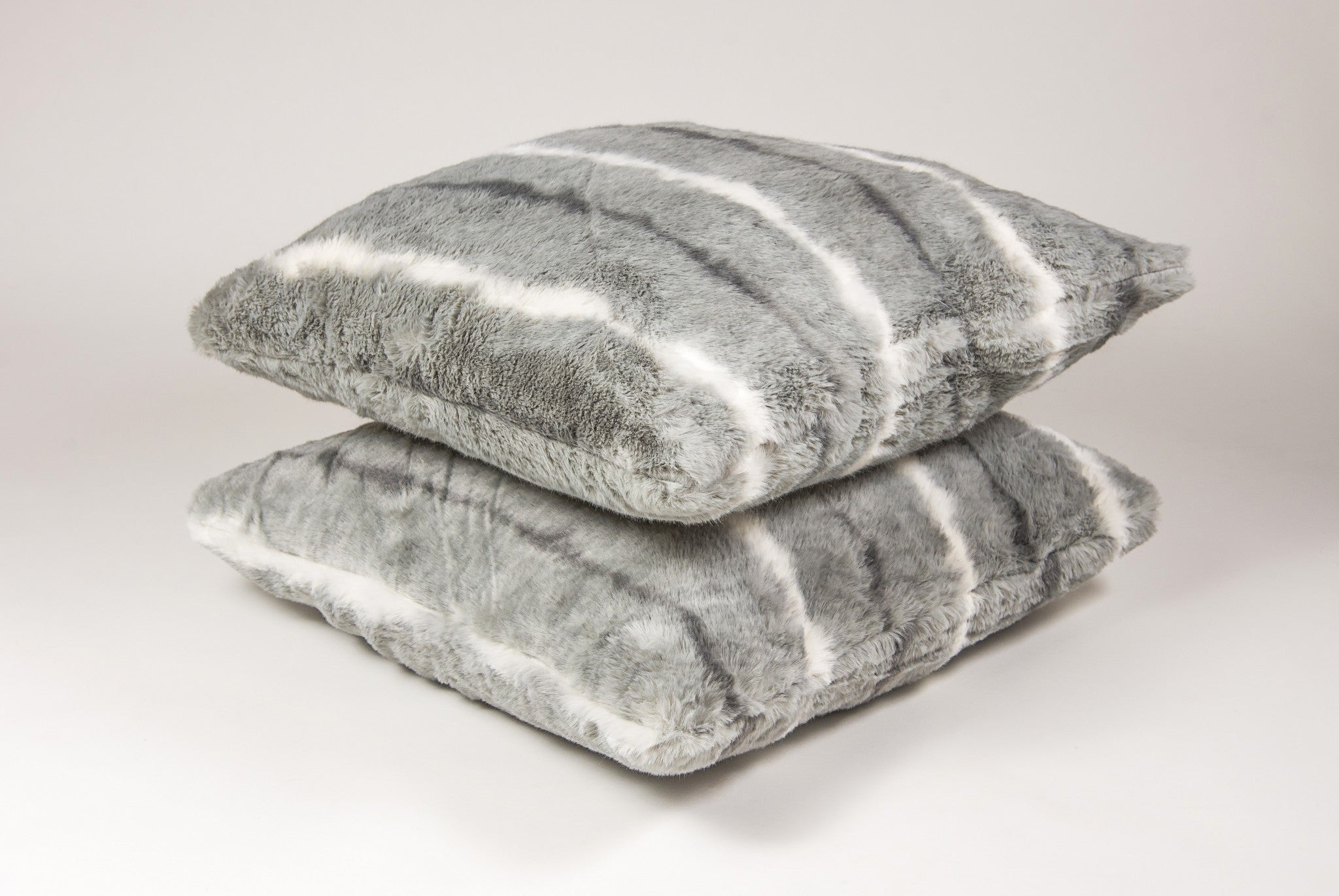 18" x 18" x 5" Grey/White, Faux Fur - Pillow 2-Pack