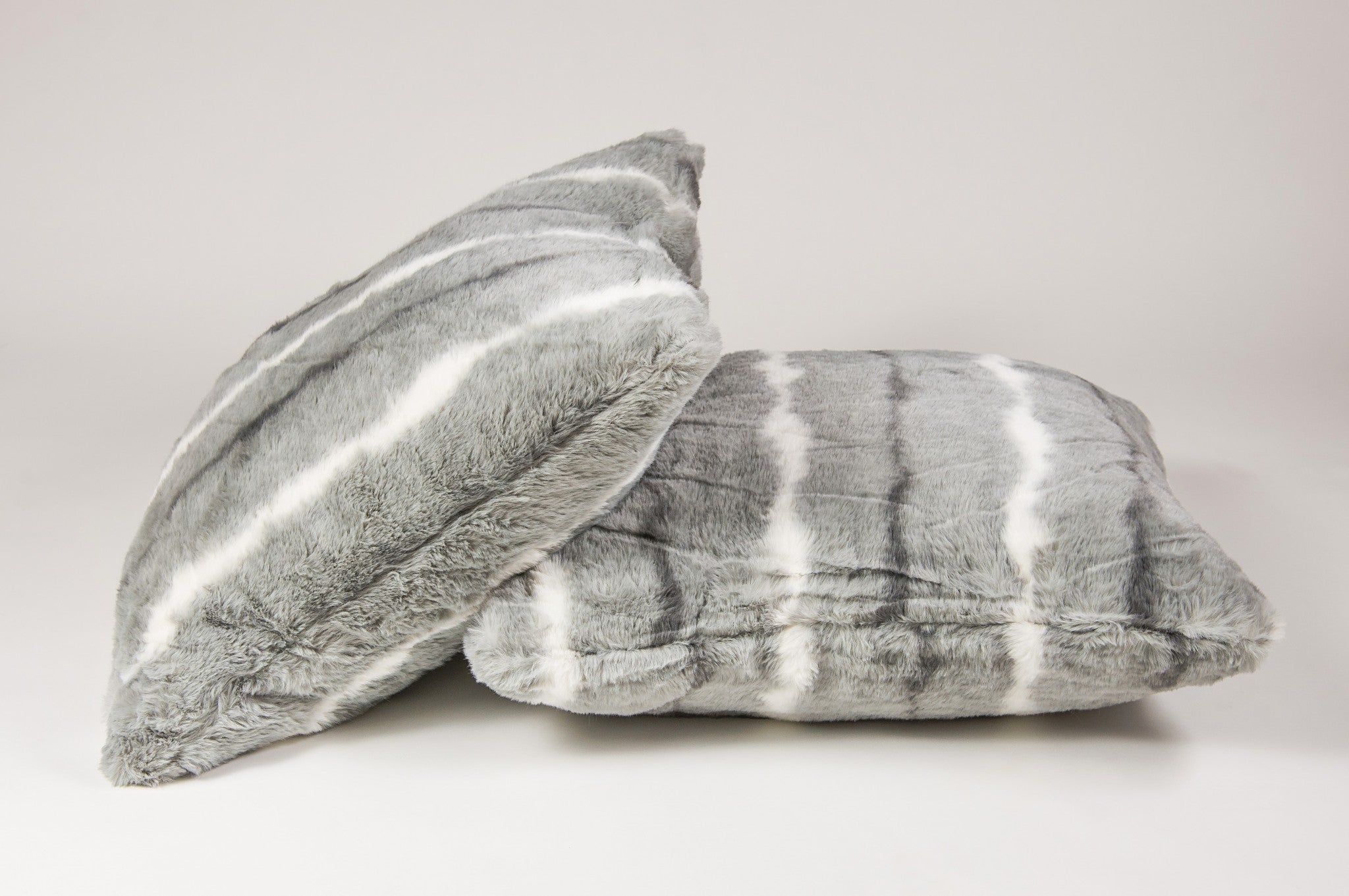 18" x 18" x 5" Grey/White, Faux Fur - Pillow 2-Pack