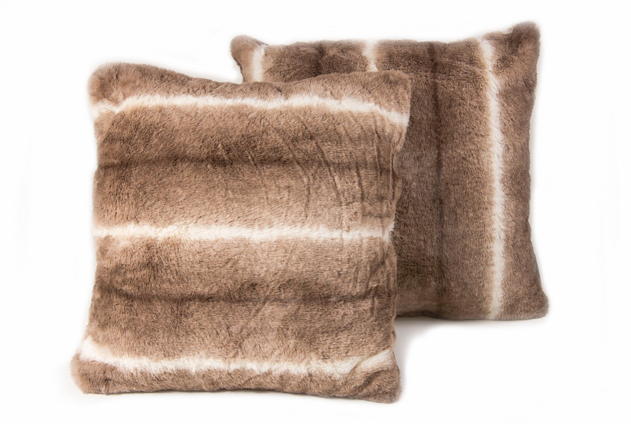 18" x 18" x 5" Taupe, Faux Fur - Pillow 2-Pack