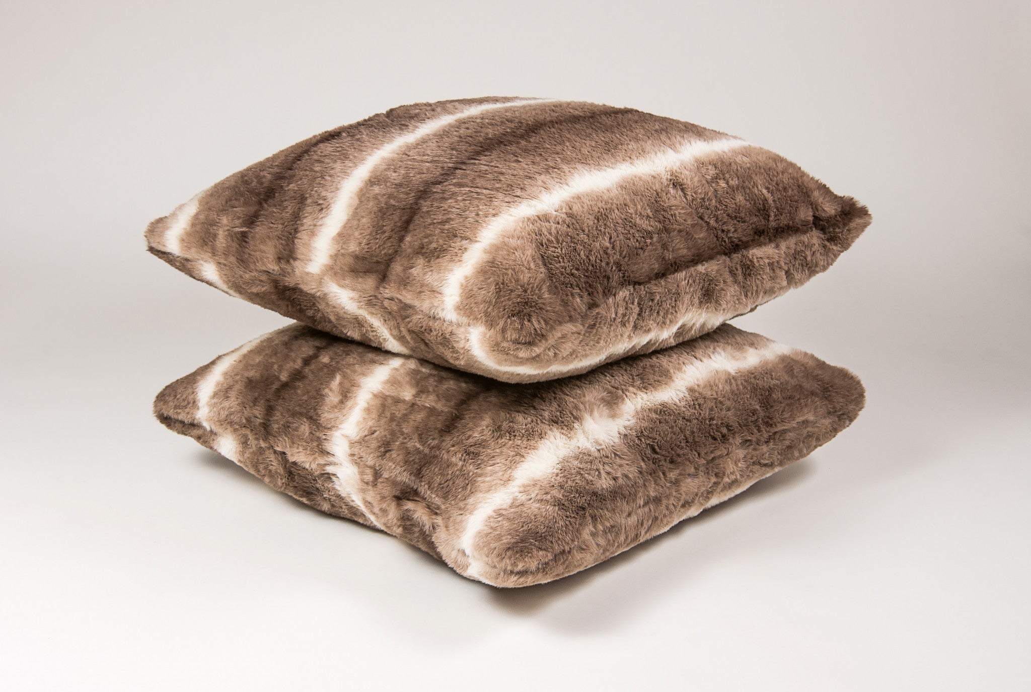 18" x 18" x 5" Taupe, Faux Fur - Pillow 2-Pack