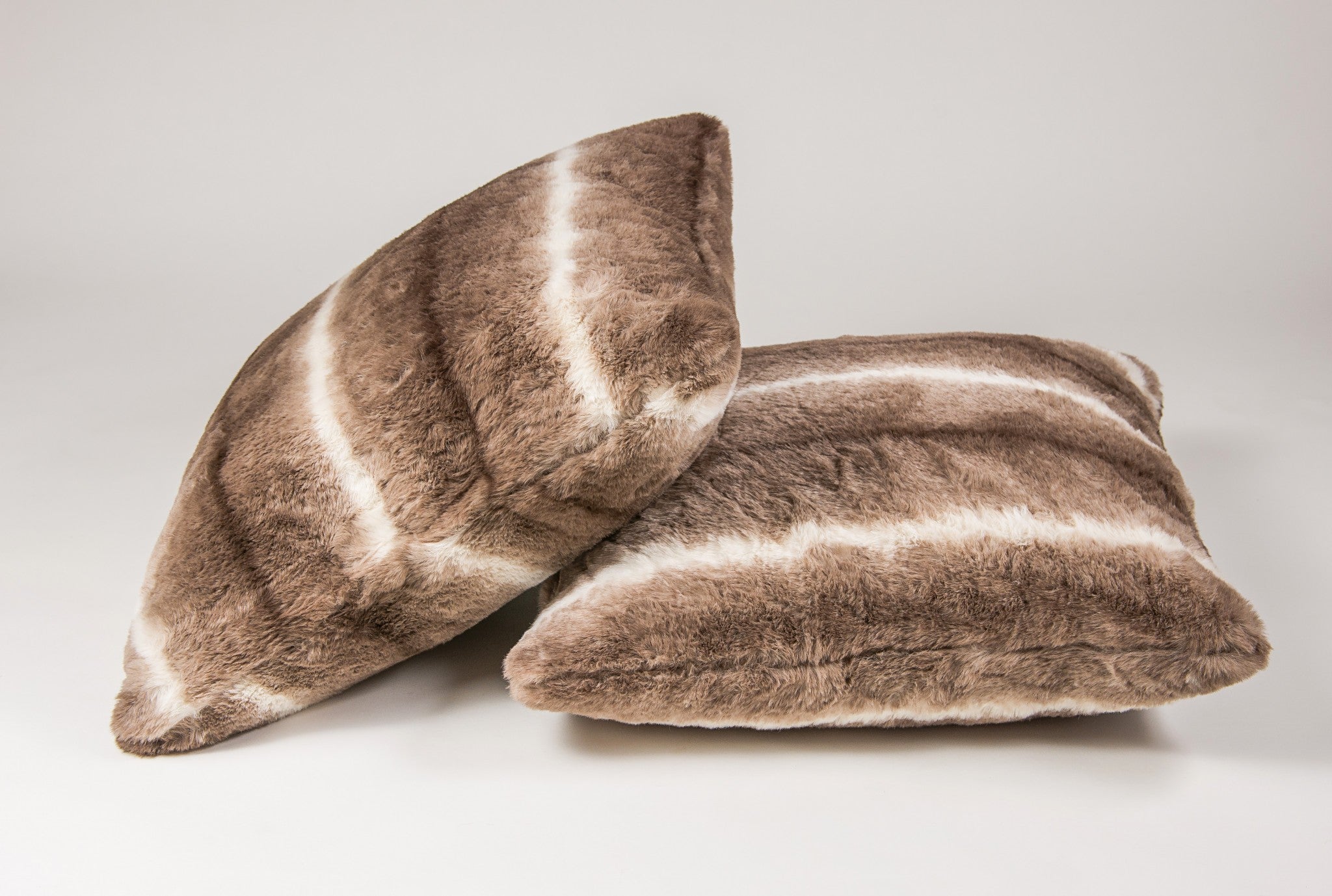 18" x 18" x 5" Taupe, Faux Fur - Pillow 2-Pack
