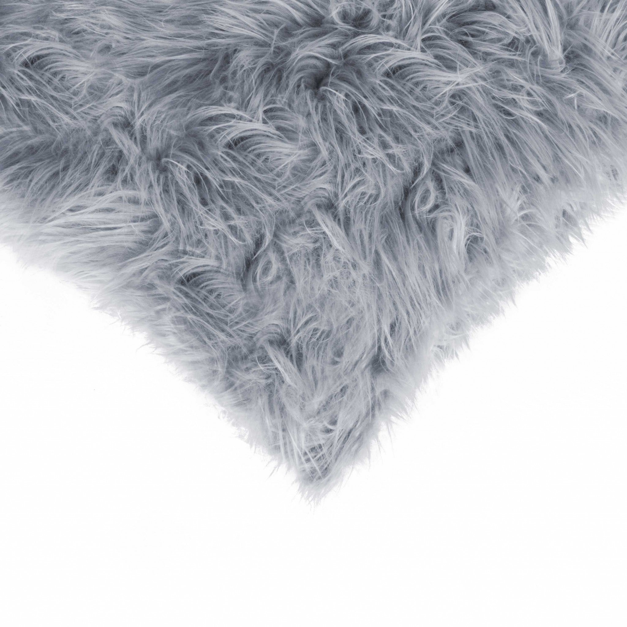 18" x 18" x 5" Grey, Faux Fur - Pillow 2-Pack