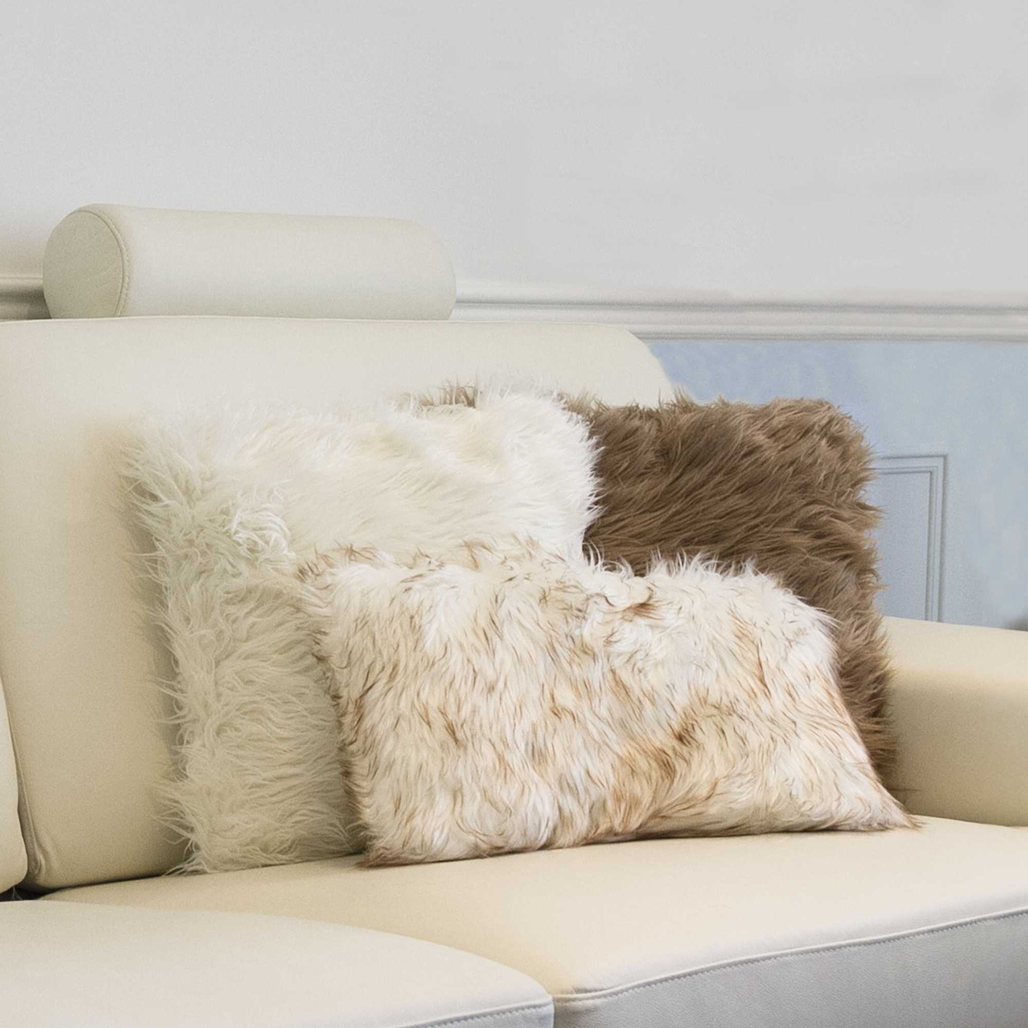 18" x 18" x 5" Off White, Faux Fur - Pillow 2-Pack