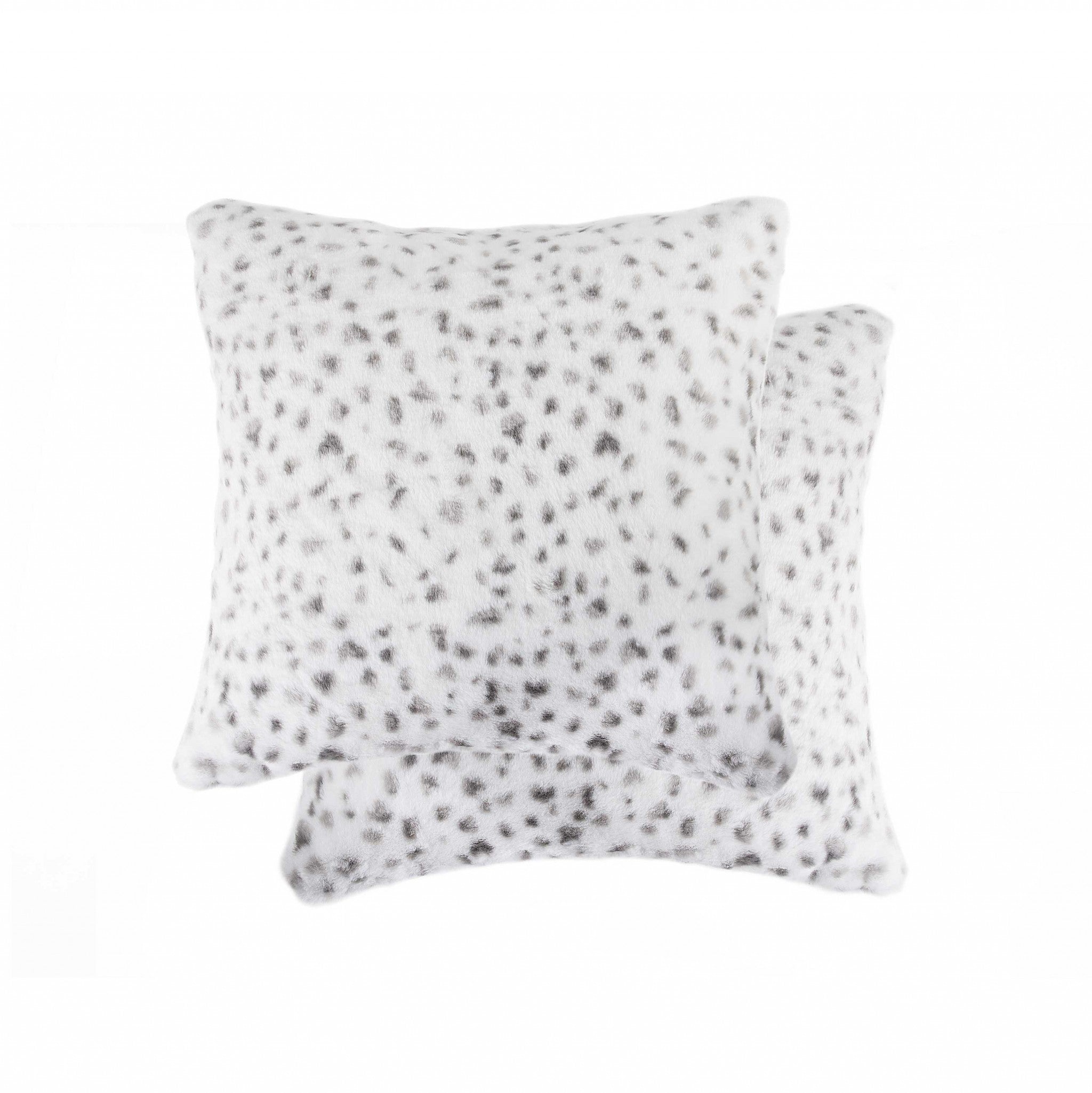18" x 18" x 5" Snow Leopard, Faux Fur - Pillow 2-Pack