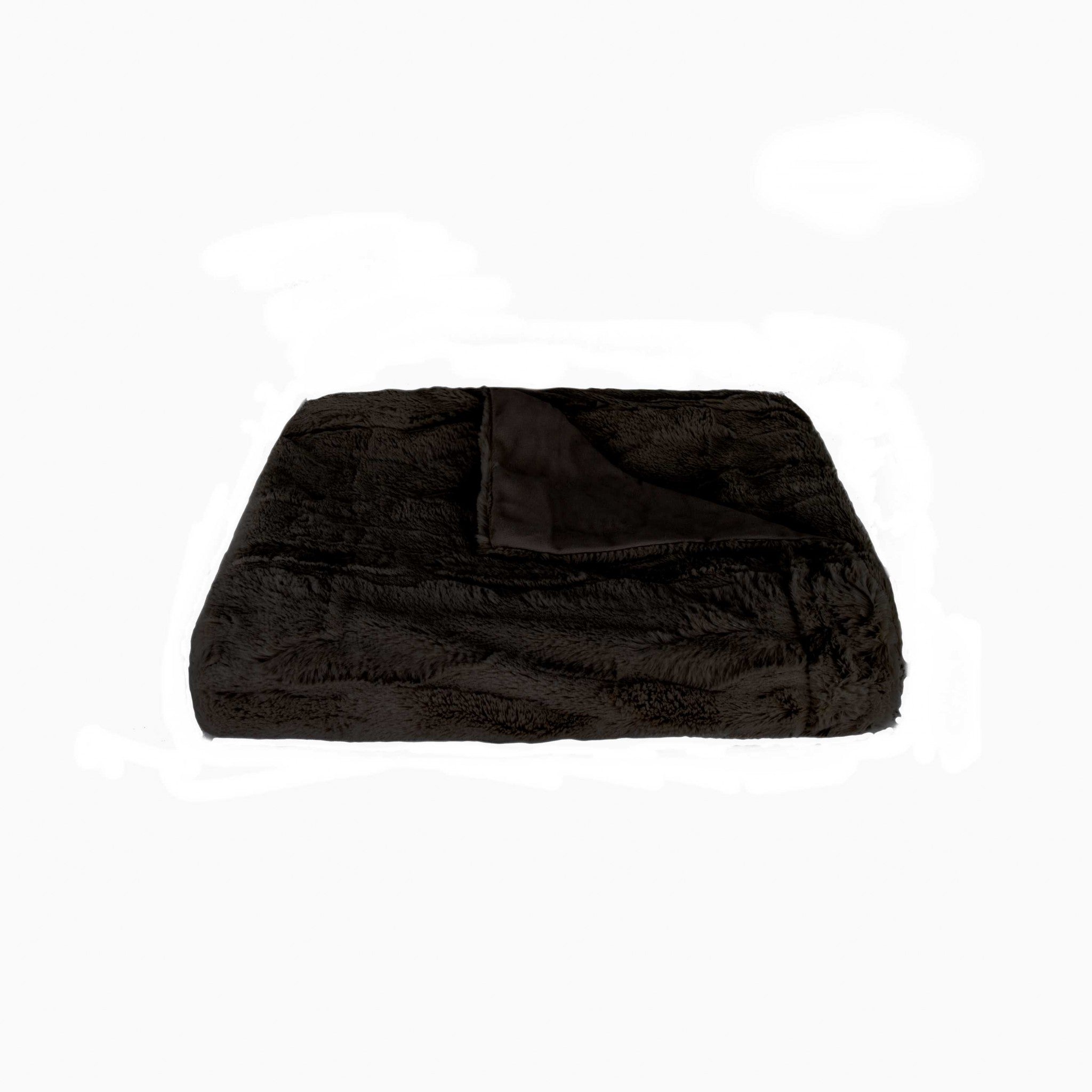 50" x 70" x 2" Black, Faux Fur - Throw
