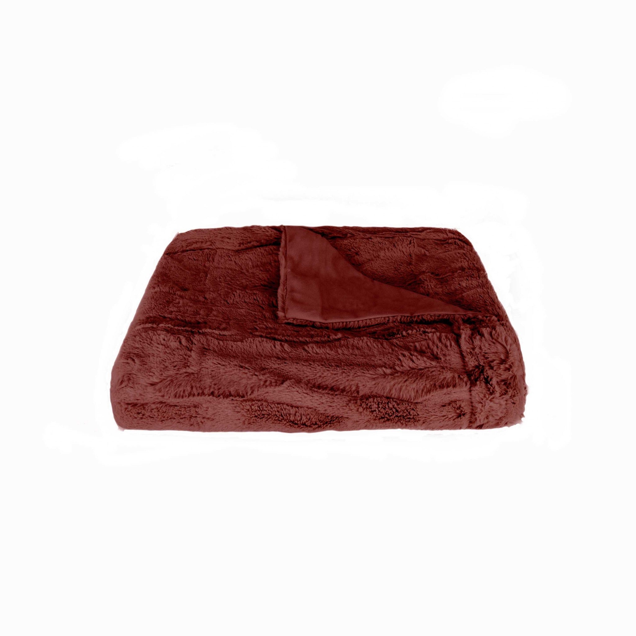 50" x 70" x 2" Burgundy, Faux Fur - Throw
