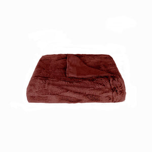 50" x 70" x 2" Burgundy, Faux Fur - Throw