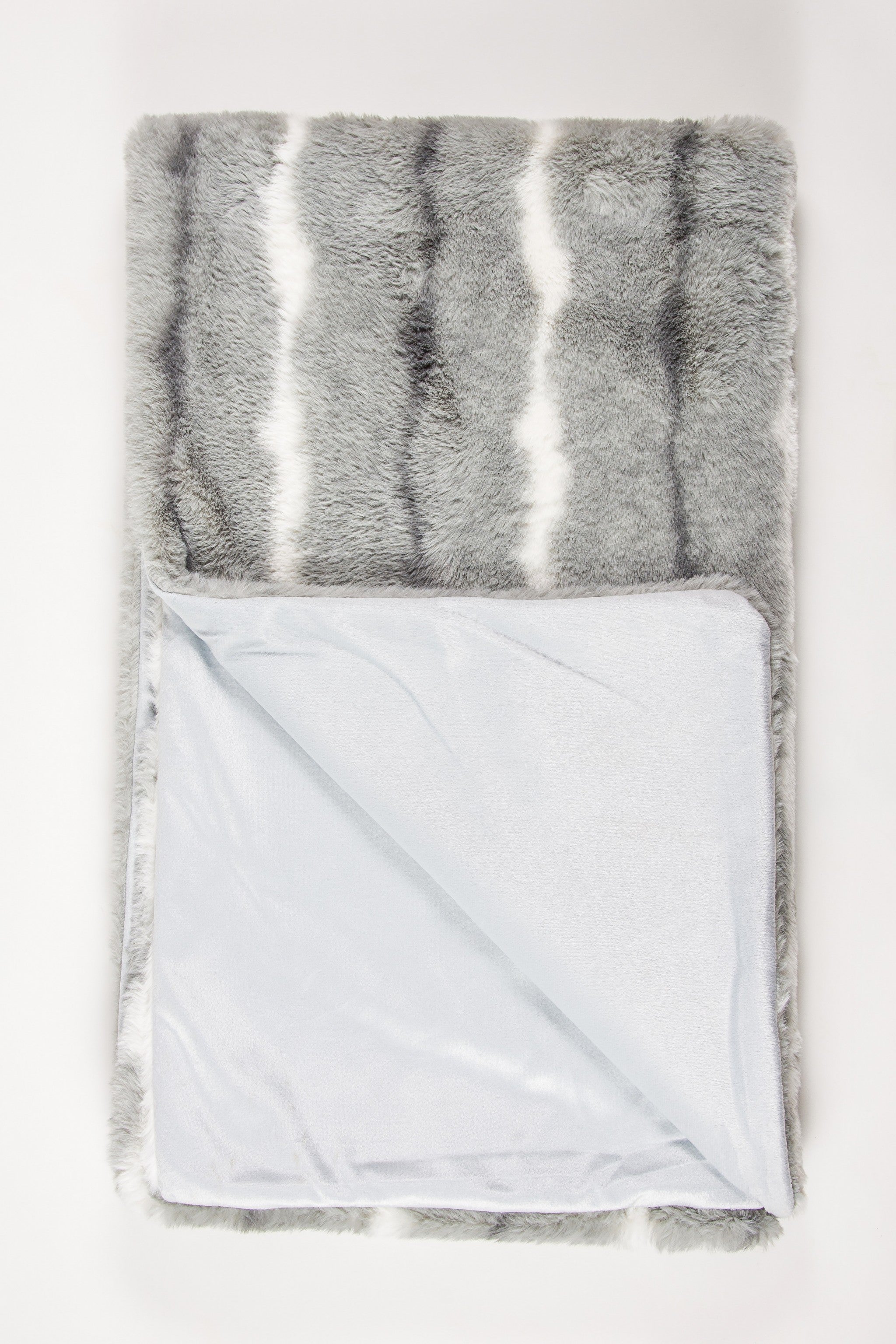 50" x 70" x 2" Grey/White, Faux Fur - Throw
