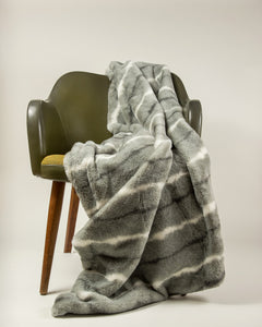 50" x 70" x 2" Grey/White, Faux Fur - Throw
