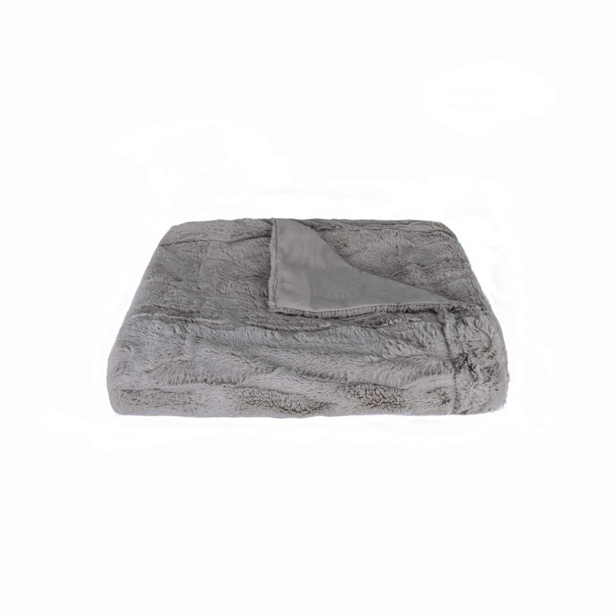 50" x 70" x 2" Grey, Faux Fur - Throw