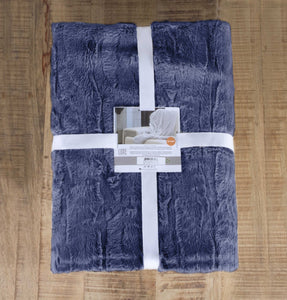50" x 70" x 2" Indigo Faux Fur Throw