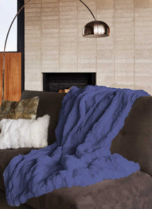 50" x 70" x 2" Indigo Faux Fur Throw