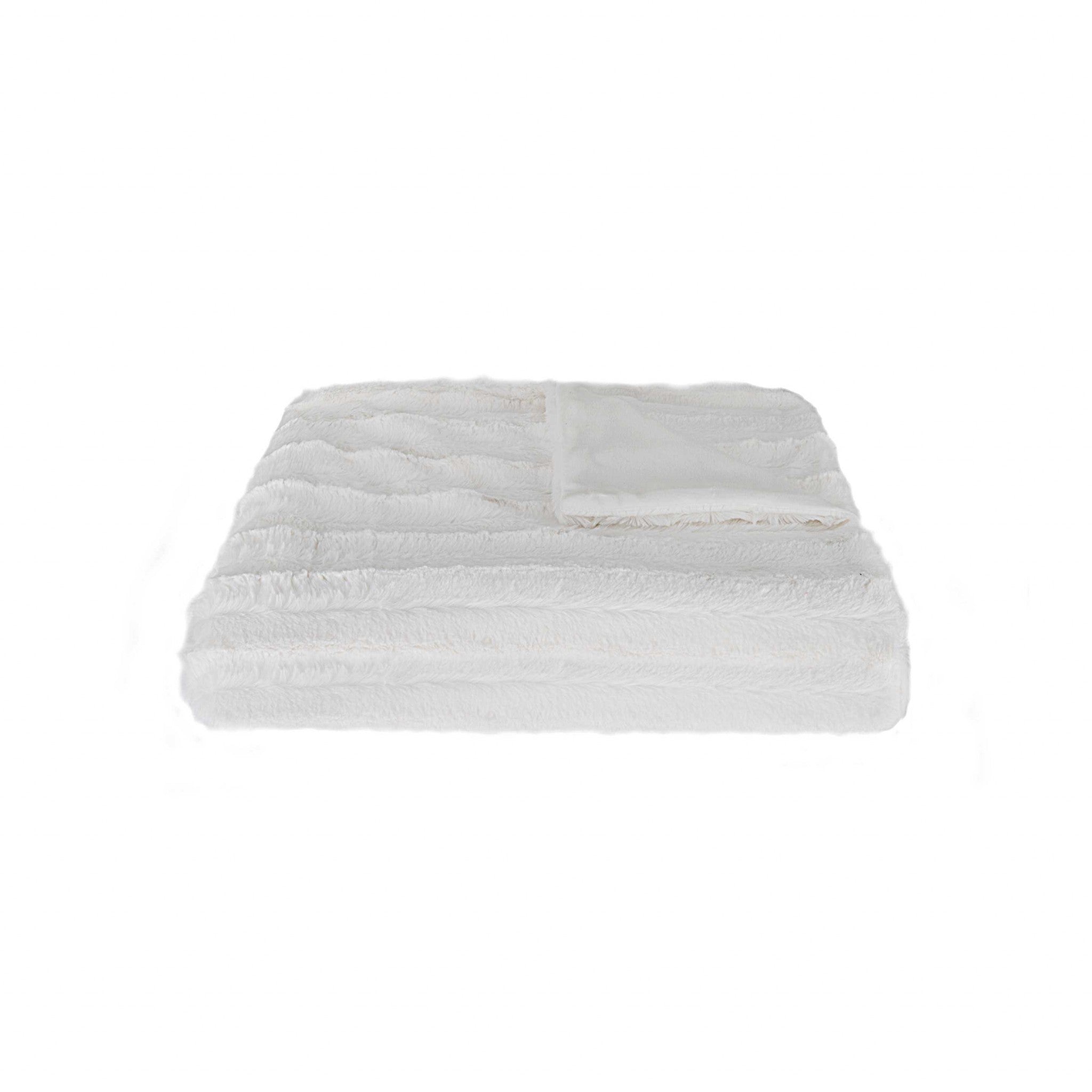 50" x 70" x 2" Vanilla, Faux Fur - Throw