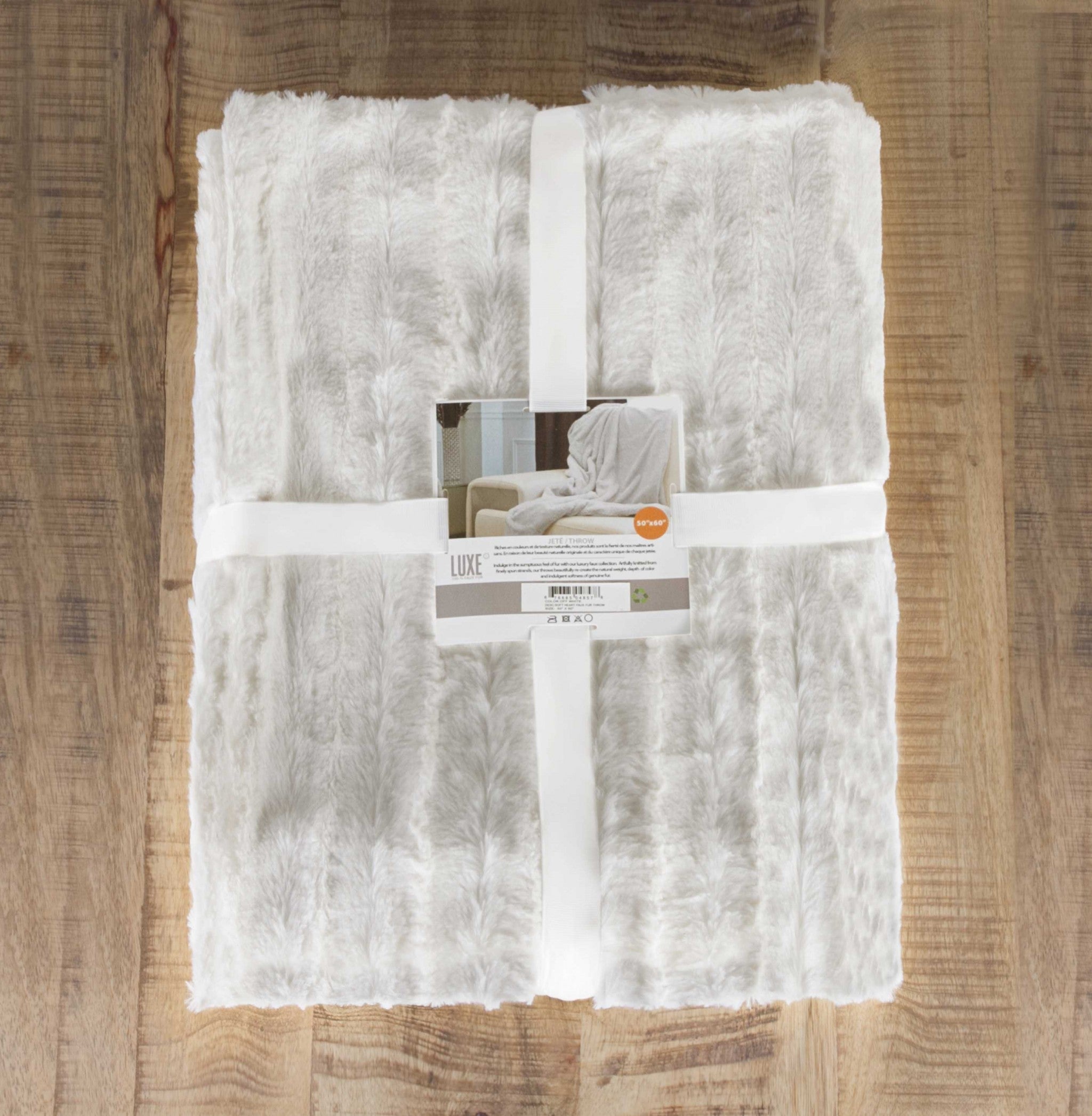 50" x 70" x 2" Vanilla, Faux Fur - Throw
